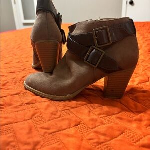 Brown Ankle Boots with Buckle Detail